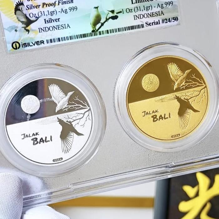 perak isilver jalak bali 1 set , total 2oz silver ,very rare and limited,yang versi gold very rare,k