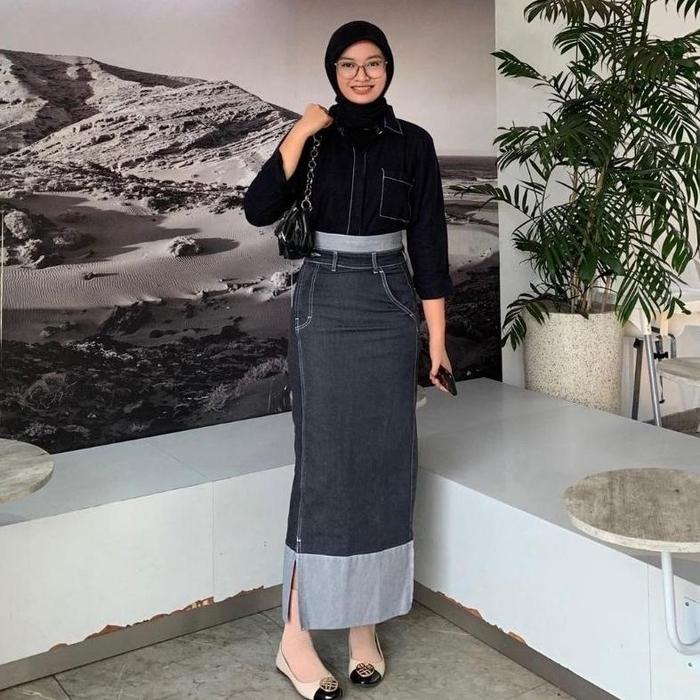 Erza Skirt Jeans / Rok Jeans Highwaist Wanita / LEA STORE