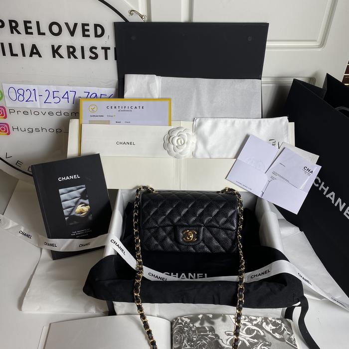 preloved 2023 Mini Rectangle Flap bag Black Caviar ghw authentic