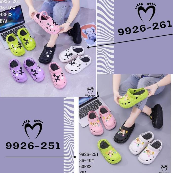 Eduation (9926-251/9926-261) Sandal Let Kodok Baim Fuji Wanita Mainan Jibbitz Karakter Cony Brown Ra