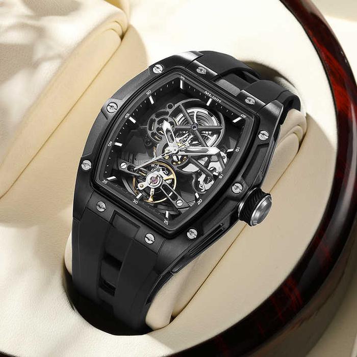 jam tangan automatic skeleton full black tourbillon tourbilon turbillon turbilon open heart no hublo
