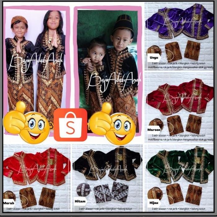 Baju Couple Sarimbit Beskap Kebaya Beludru Ombak Anak Tk Sd Kecil Adat Jogja Jawa Murah