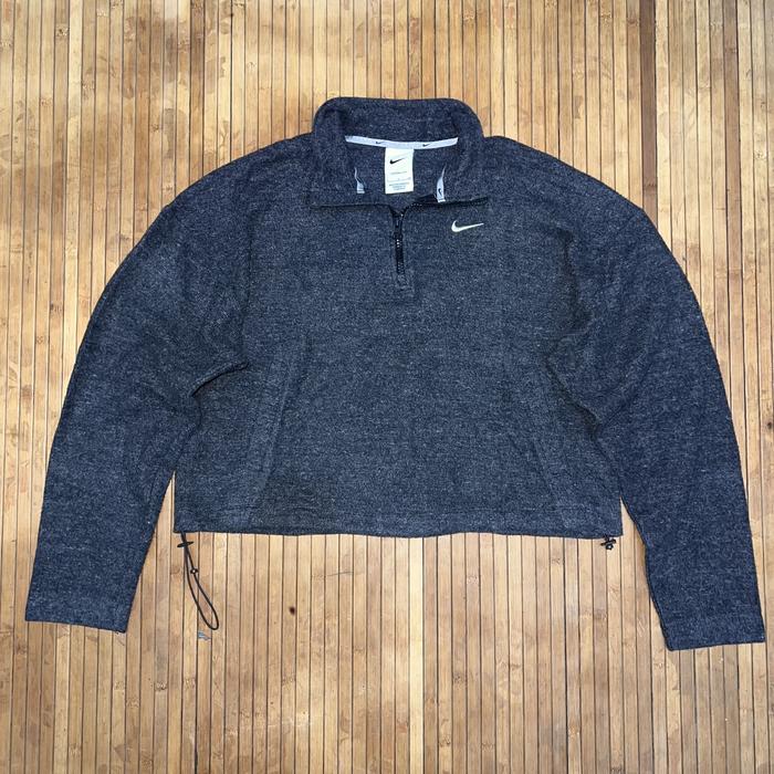 NIKE WOMENS GREY SPORTWEAR EMBROIDERED LOGO HALF ZIP CROPPED SWEATER JACKET play cdg adidas samba