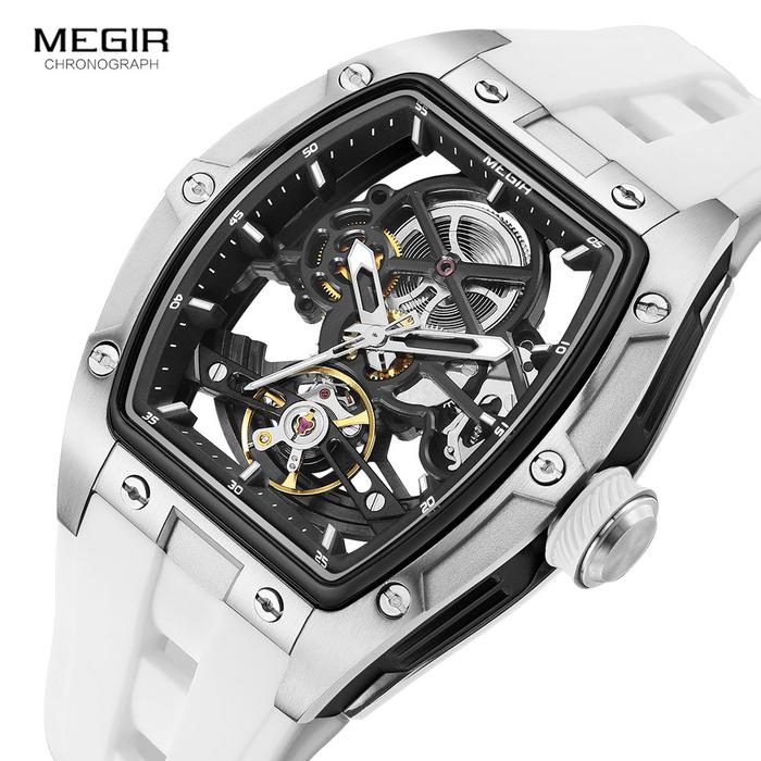jam tangan automatic skeleton full white tourbillon tourbilon turbillon turbilon open heart no hublo