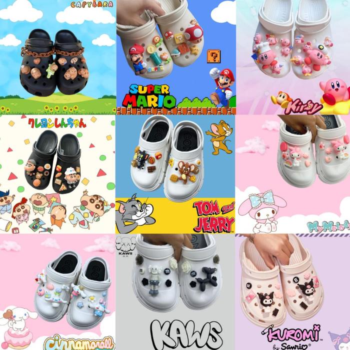 JIBBITZ SET FLEEZY - Jibbitz Satu Set Berkarakter -Aksesoris Jibbitz Charm Gesper Sandal Pin Charms 