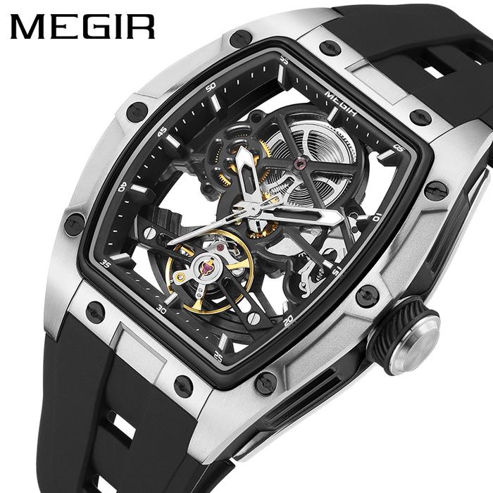 jam tangan automatic skeleton silver black tourbillon tourbilon turbillon turbilon open heart no hub