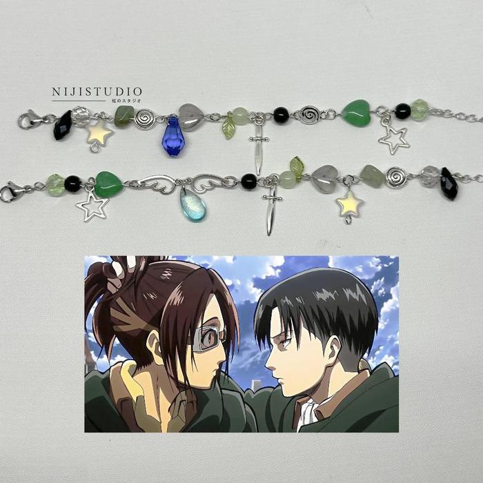 matching bracelet attack on titan aot levi hange themed ⍣ ೂೕ | gelang matching | gelang manik y2k co