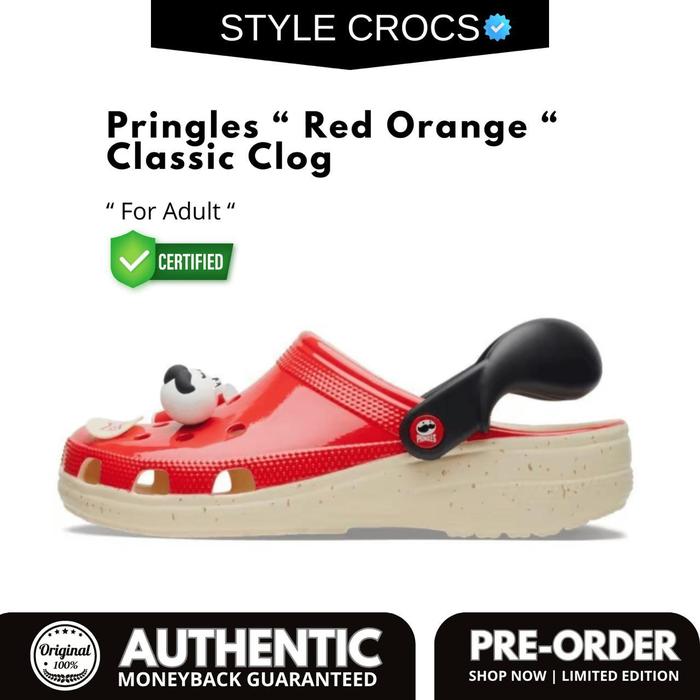 CROCS X PRINGLES RED ORANGE 100% ORIGINAL