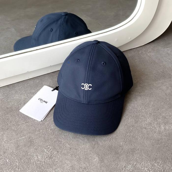 Celine Cotton Gabardine Baseball Cap Marine