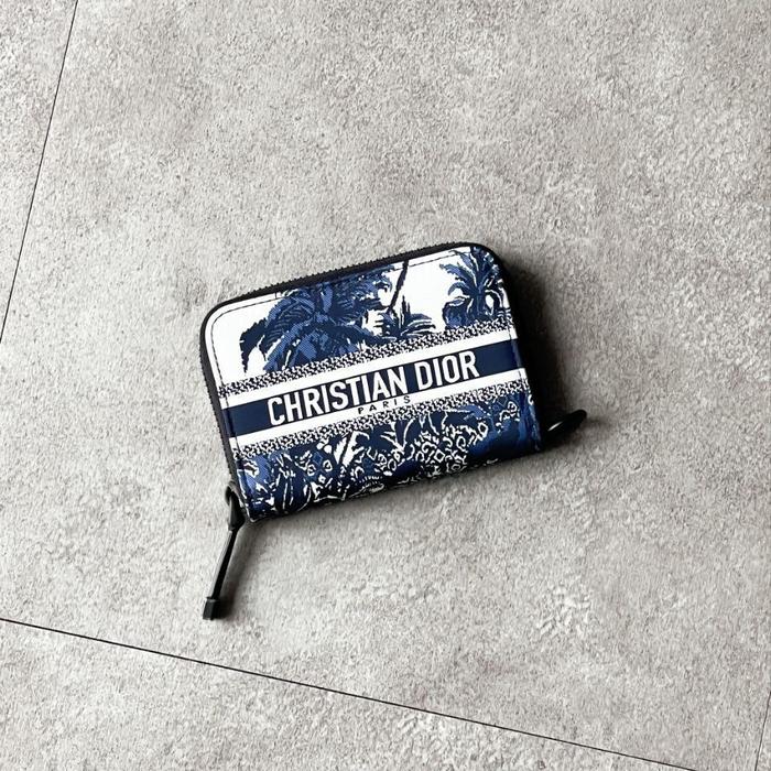 Christian DIOR Dior travel Tropicalia Palms Zipper Mini Wallet in Deep Blue