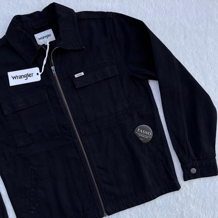 ORIGINAL Wrangler Mens Zip up Denim Jacket '2 Pocket. SOLID BLACK. #NewArrivals