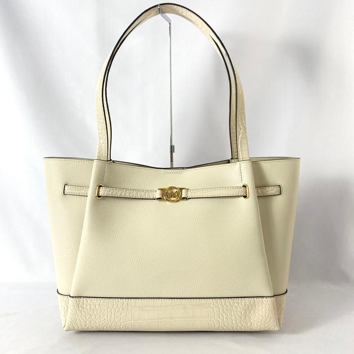 tas wanita mk reed croco large belted tote lt cream vj