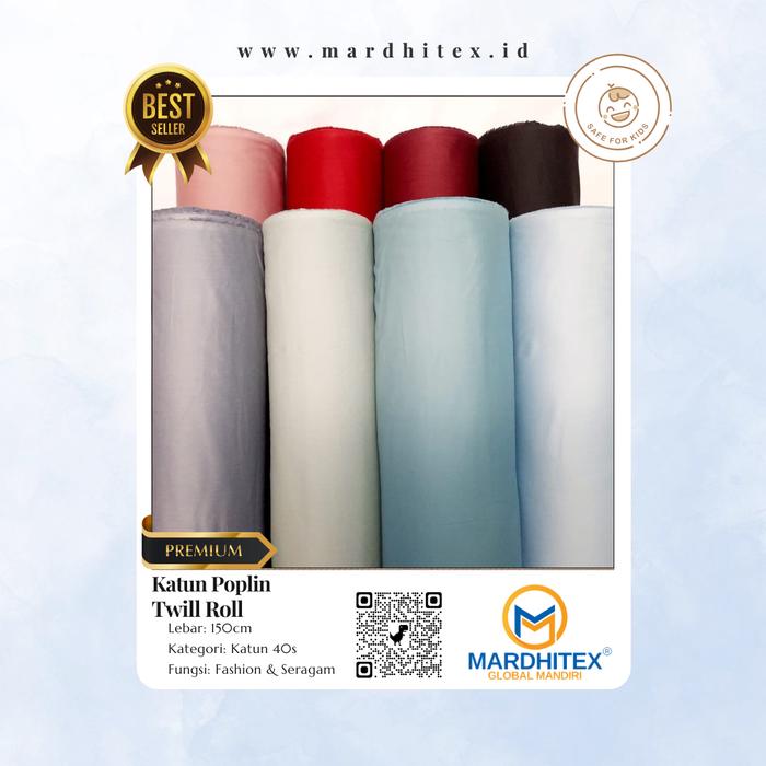 Katun Poplin Twill / Katun Jepang Twill, HiGrade Quality, Roll 60 yd