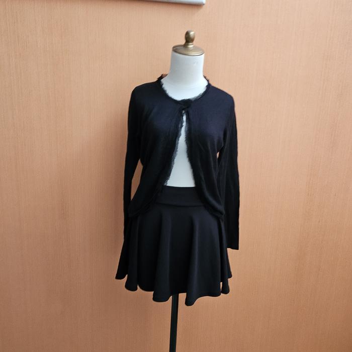 Atasan cardigan wanita hitam rajut COMME CA ISM cewek M L lengan panjang dada tali 1 cute