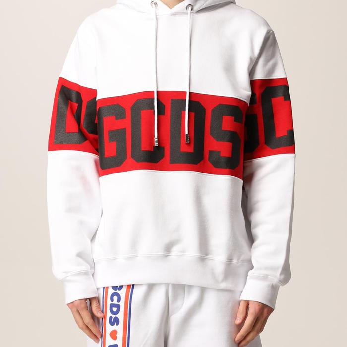 hoodie second gcds authentic putih merah