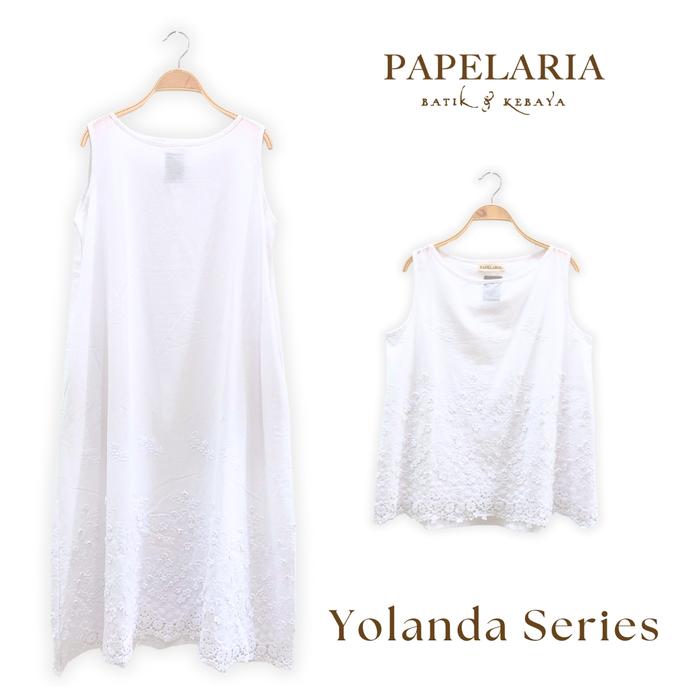 PAPELARIA - Yolanda Series - Top Atasan Kebaya Dress Katun Bordir Bunga Wanita Perempuan Premium