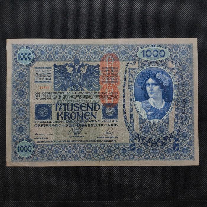 Uang Kuno 1000 Kronen Austria Tahun 1902 (ukuran jumbo)