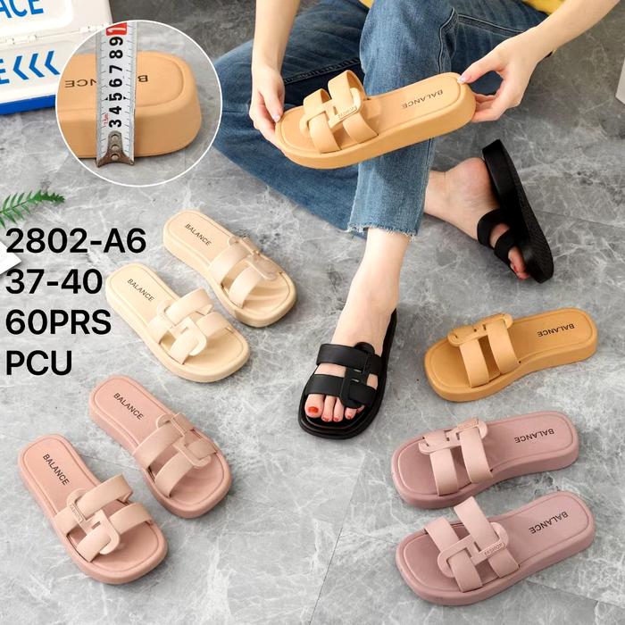 Sandal Wedges Jelly Wanita Motif Rantai Silang Merk Balance 1604-49
