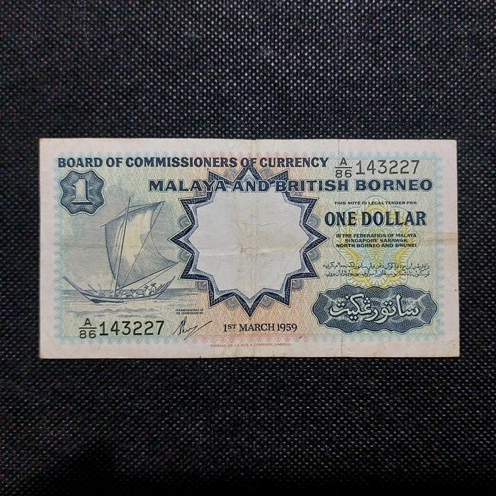 Uang Kuno Malaya British North Borneo 1 Dollar Tahun 1959