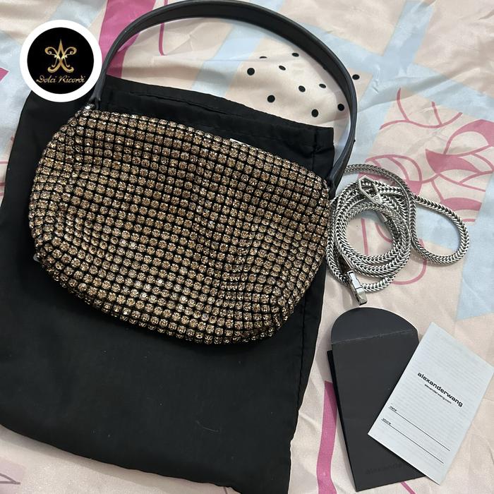 Authentic Alexander Wang heiress bag blink gold, preloved VGC