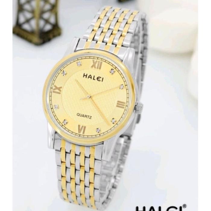 Halei 558 silver gold jam tangan pria original