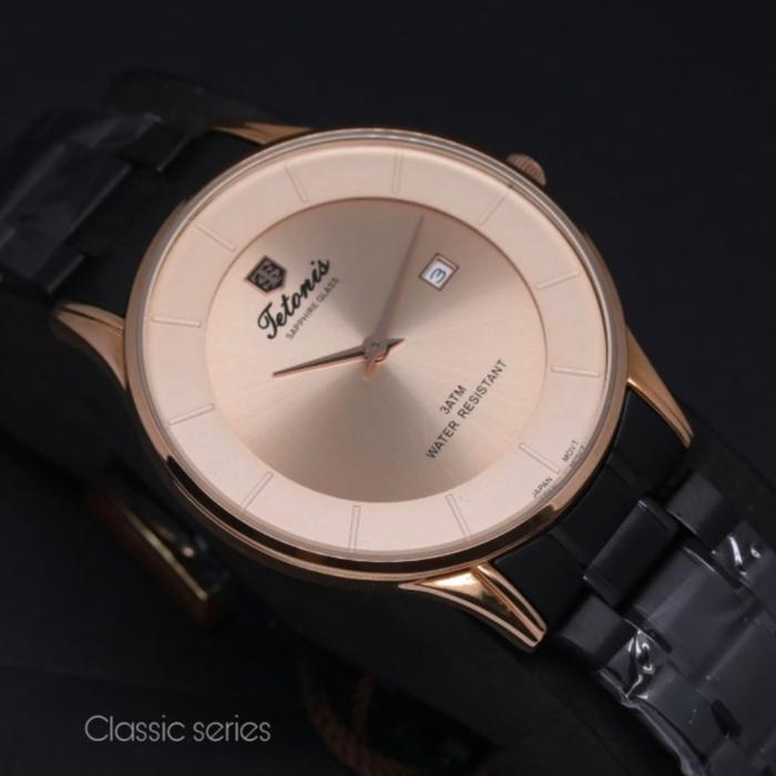 Tetonis 6606 black gold jam tangan pria original