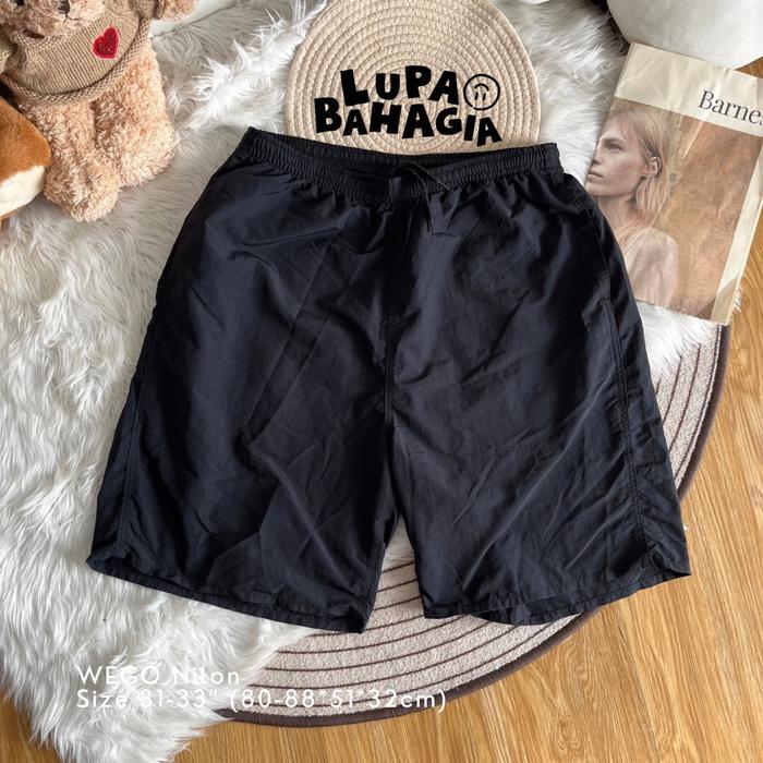 WEGO Japan Black Nilon Celana Pendek size fit 31-33" • 100% Original