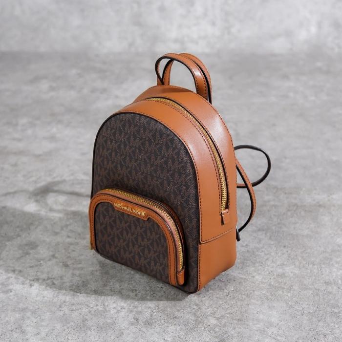 Tas MICHAEL KORS MK MONOGRAM BROWN CAMEL MINI BACKPACK 100% ORIGINAL - 23X17X8CM
