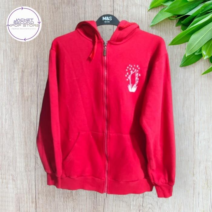 Jacket Zip Hoodie Casual Second Branded Red Science Korea M du2