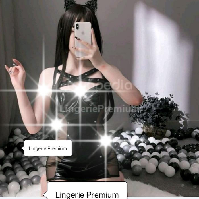 Lingerie wanita costume hitam latex