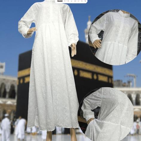 Gamis Ihram Katun Full Bordir Perlengkapan Haji Dan Umroh Wanita Gamis Ihram Wanita Al Hajj