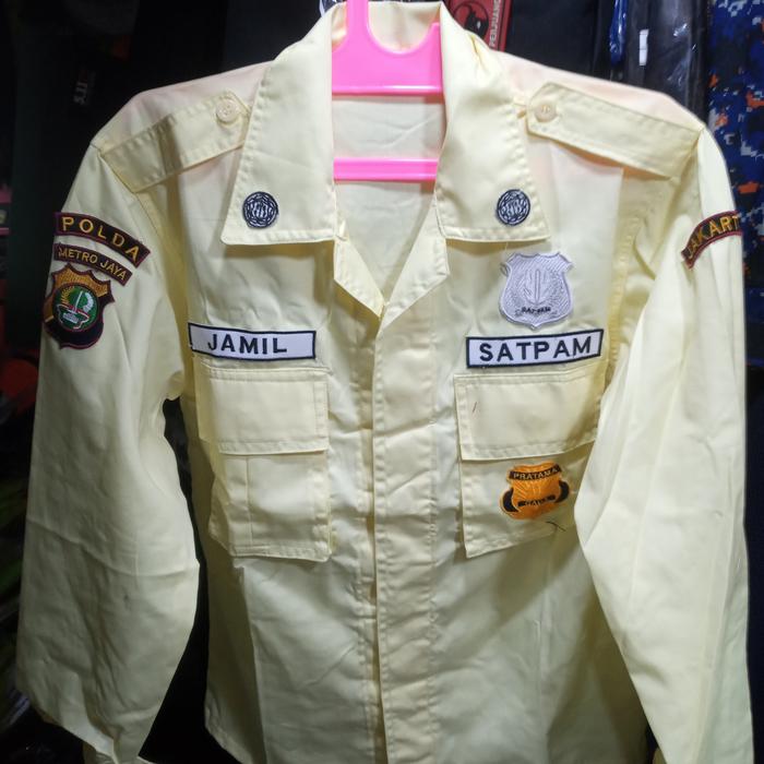 baju pdl satpam terbaru bahan american driel lengkap dnga atribut bordir tanpa nama