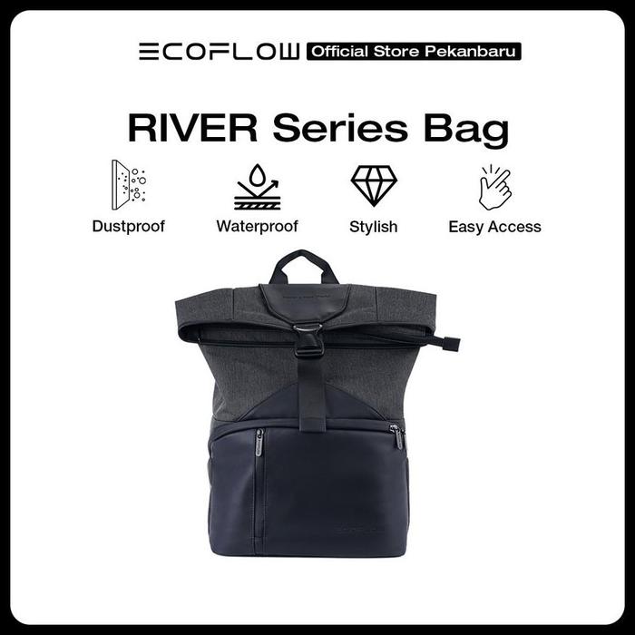 RIVER 2 Exclusive Rolltop Leather x Canvas Backpack Bag - Merchandise by EcoFlow