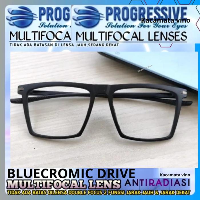 KACAMATA PROGRESIF BLUECROMIC 3 IN 1 DRIVE anti silou //kaca mata baca plus Pria Auto Focus lensa pr