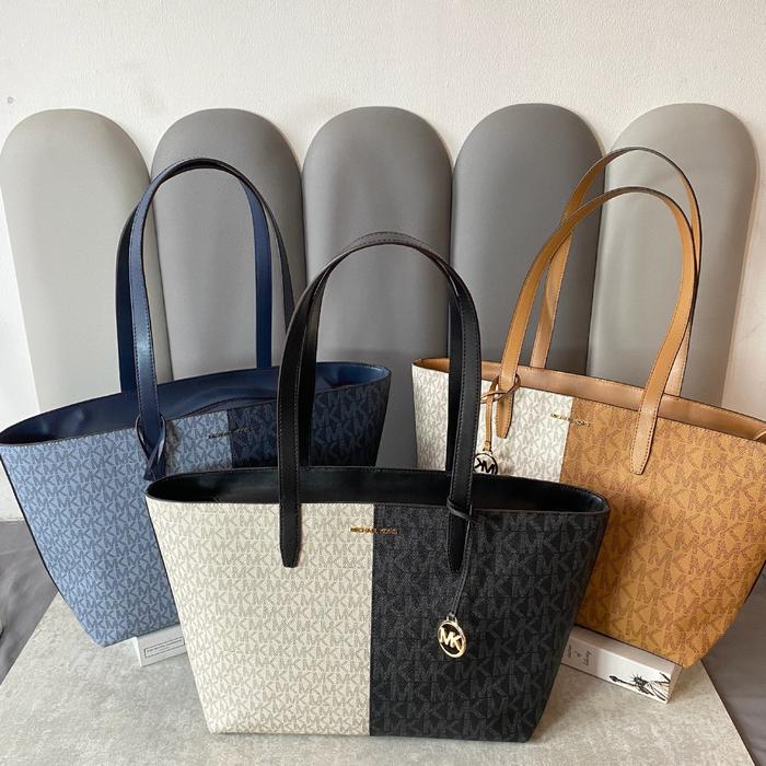 Tas Wanita MK ORIGINAL USA MK Jet Set Medium Two-Tone Logo Tote Bag AUTHENTIC STORE