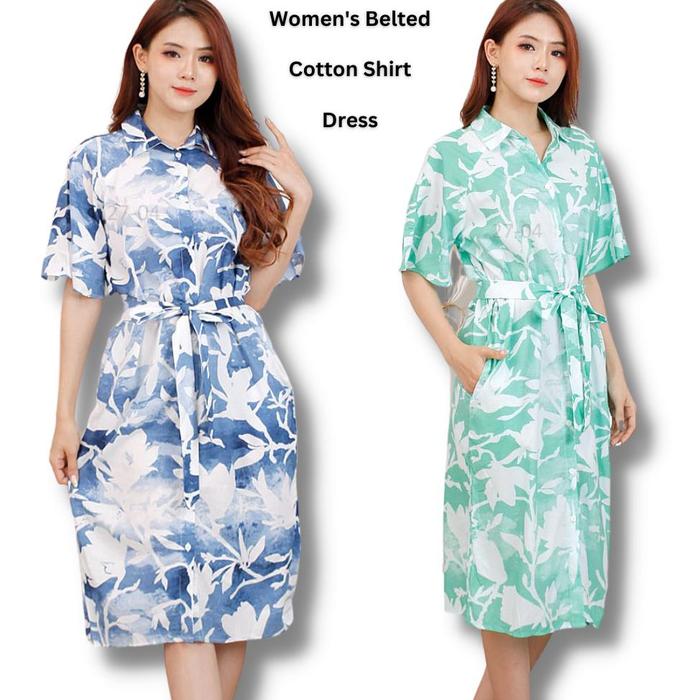Dress Midi Casual Wanita Lengan Panjang (Monkl16 Shirt Dress)