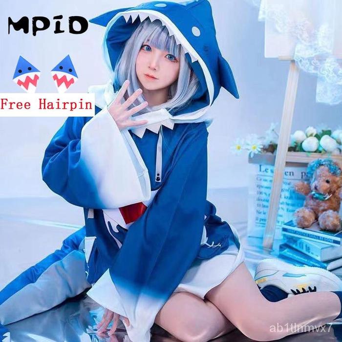 【MPID】Ready Stock VTuber Hololive Gawr Gura Cosplay Costume ENG Shark Kid Hiu Kostum Karnaval Anak B