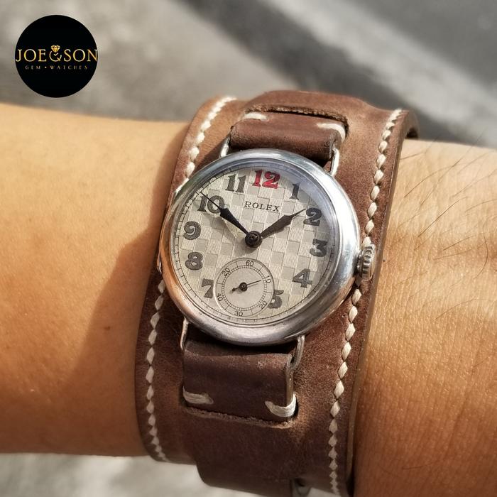 1910s Vintage Rolex Rebberg Watch Co. sub small second World War I WWI Era Miltary checkered board t