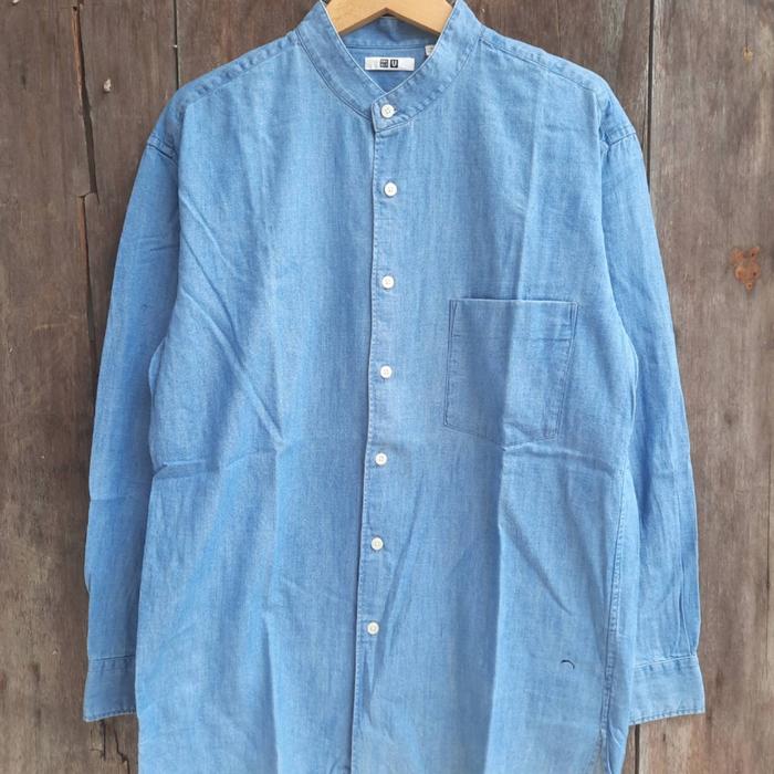 kemeja shanghai denim uniqlo size fit XL second preloved