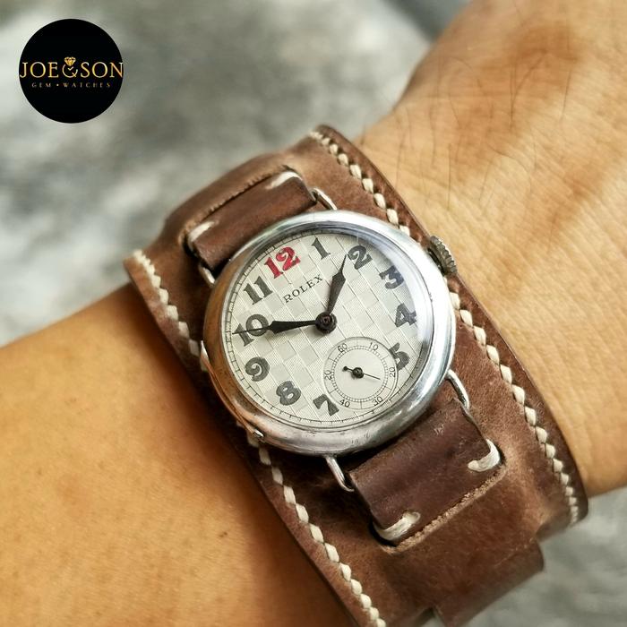 1910s Vintage Rolex Rebberg Watch Co. sub small second World War I WWI Era Miltary checkered board t