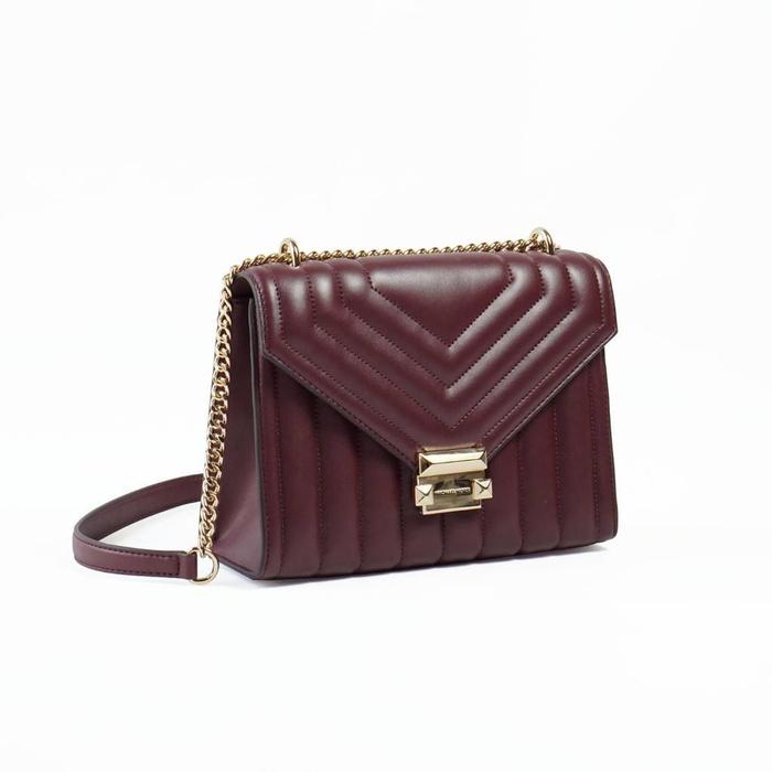 tas wanita mk whitney medium flap chain shoulder oxblood bp