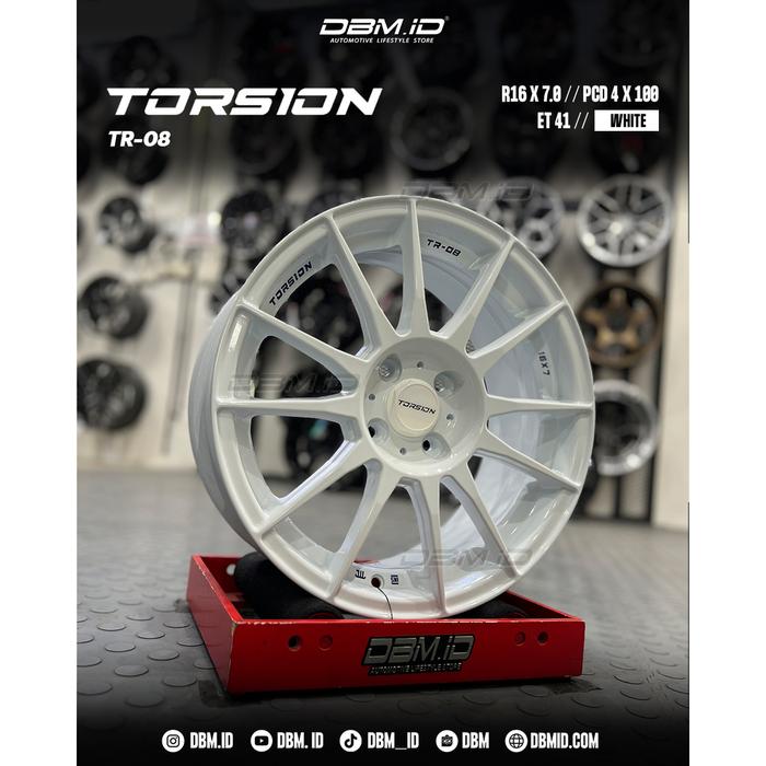 Velg Torsion TR08 TR-08 R16 16x7 4x100 et 41 White Putih