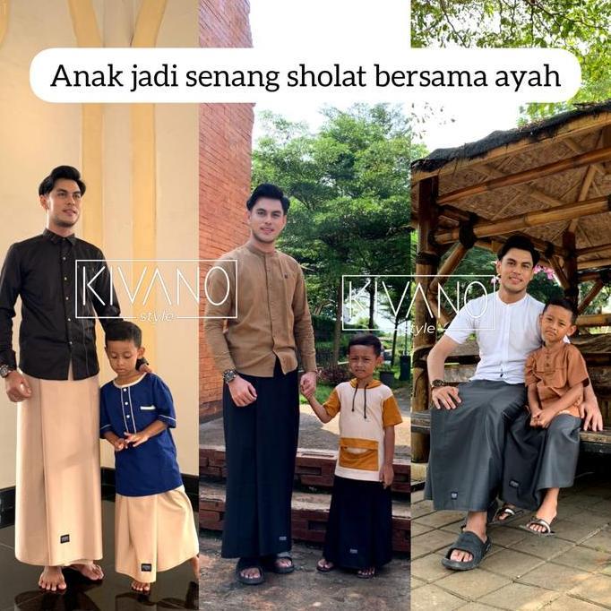 Sarung Polos Dewasa & Sarung Anak Instan Rok - KIVANO STYLE Sarung Couple Kembaran Ayah dan Anak 1 2