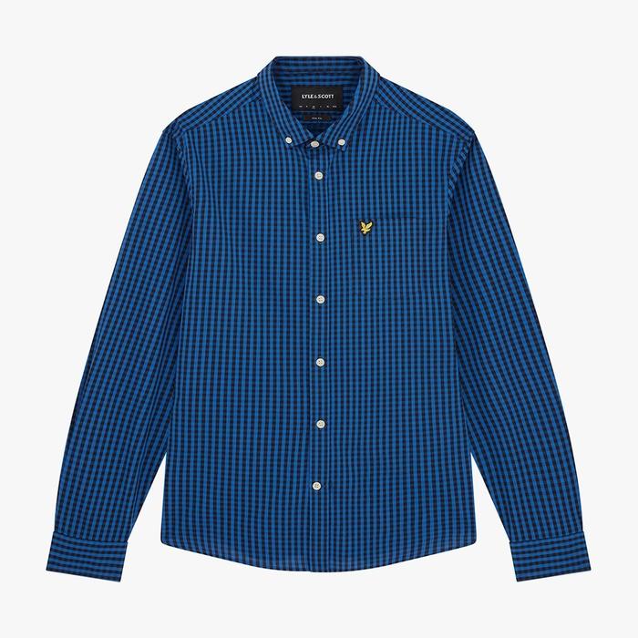 Lyle and Scott Long Sleeve Gingham Shirt Blue Original
