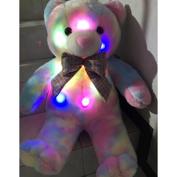 PLAYFUL PALACE BONEKA TEDDY BEAR RAINBOW JUMBO IMPORT LED