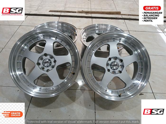 VELG MOBIL BEKAS TYPE HSR BURN RING17X8/9 ET20 4X100/4X114 WARNA SILVER POLLISH COCOK UNTUK KIJANG L