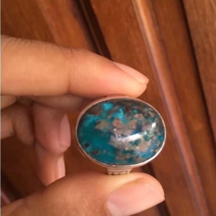 Batu Pirus Persia Jumbo Ring Perak