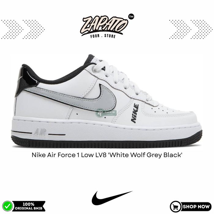 Sepatu Nike Air Force 1 Low LV8 'White Wolf Grey Black' Original Brand New In Box