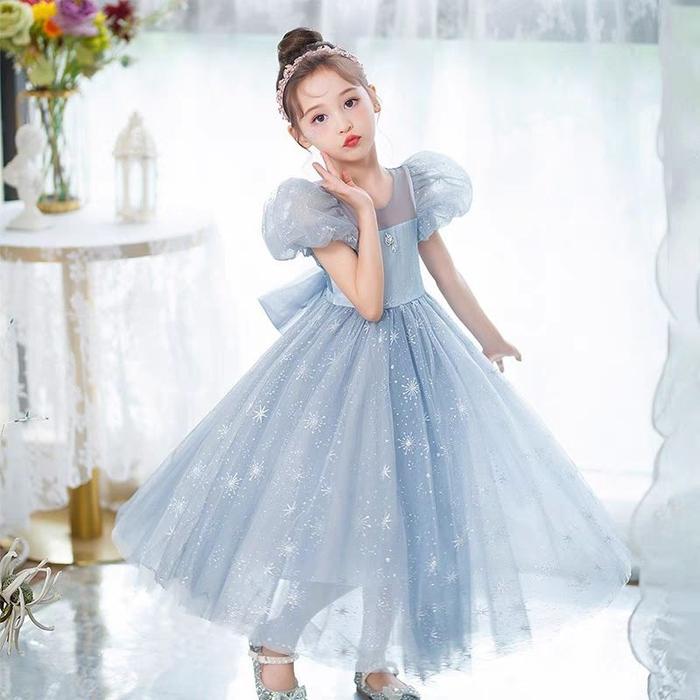 F019 FROZEN ELSA PRINCESS GOWN DRESS PESTA ANAK PEREMPUAN