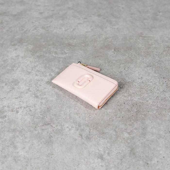 Dompet MARC JACOBS J MARC PINK ROSE LEATHER ZIP CARD WALLET 100% ORIGINAL - 12X8CM